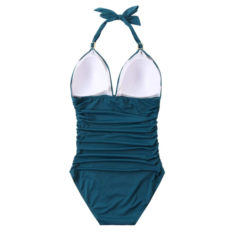 Ocean Blue Halter Swimsuit