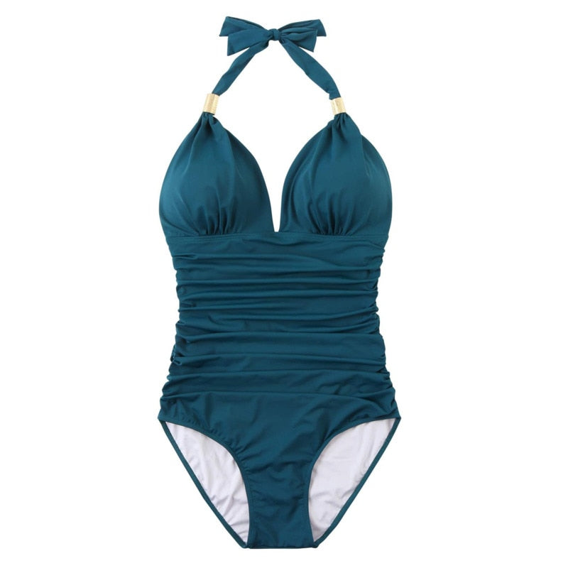 Ocean Blue Halter Swimsuit
